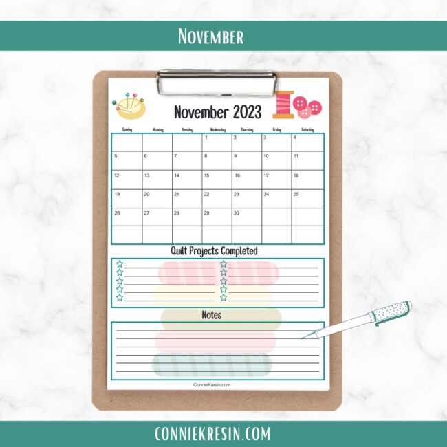 November 2023 quilt calendar