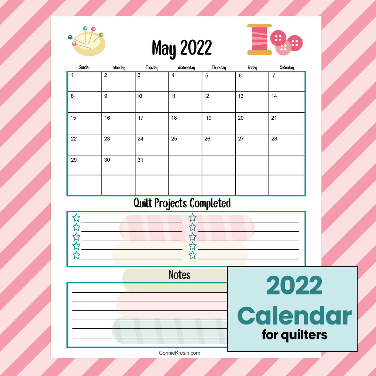May 2022 quilt calendar