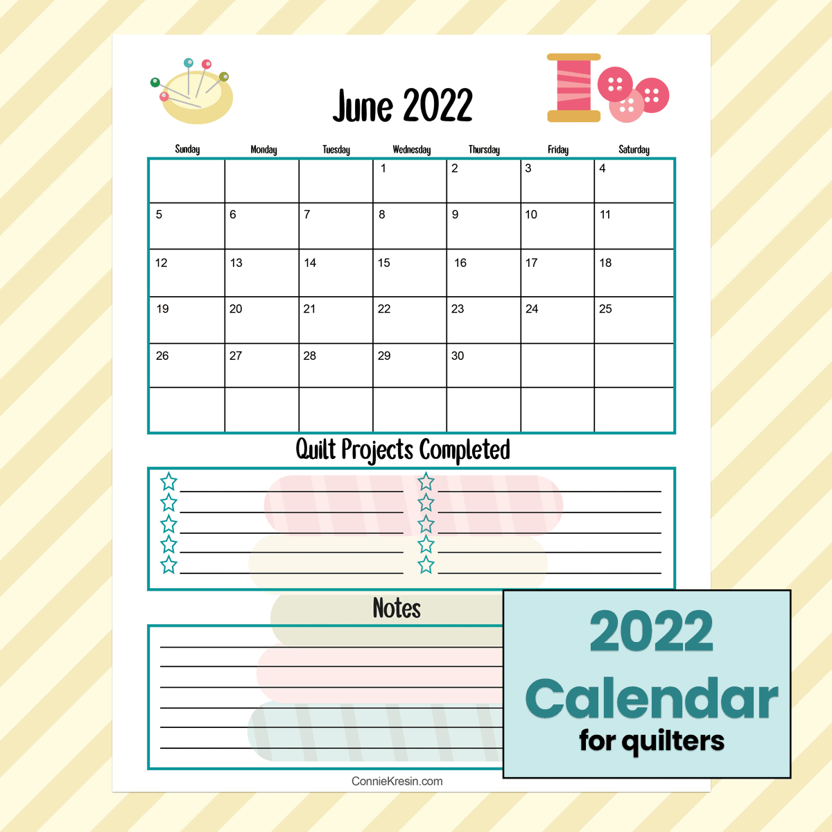June 2022 quilt calendar