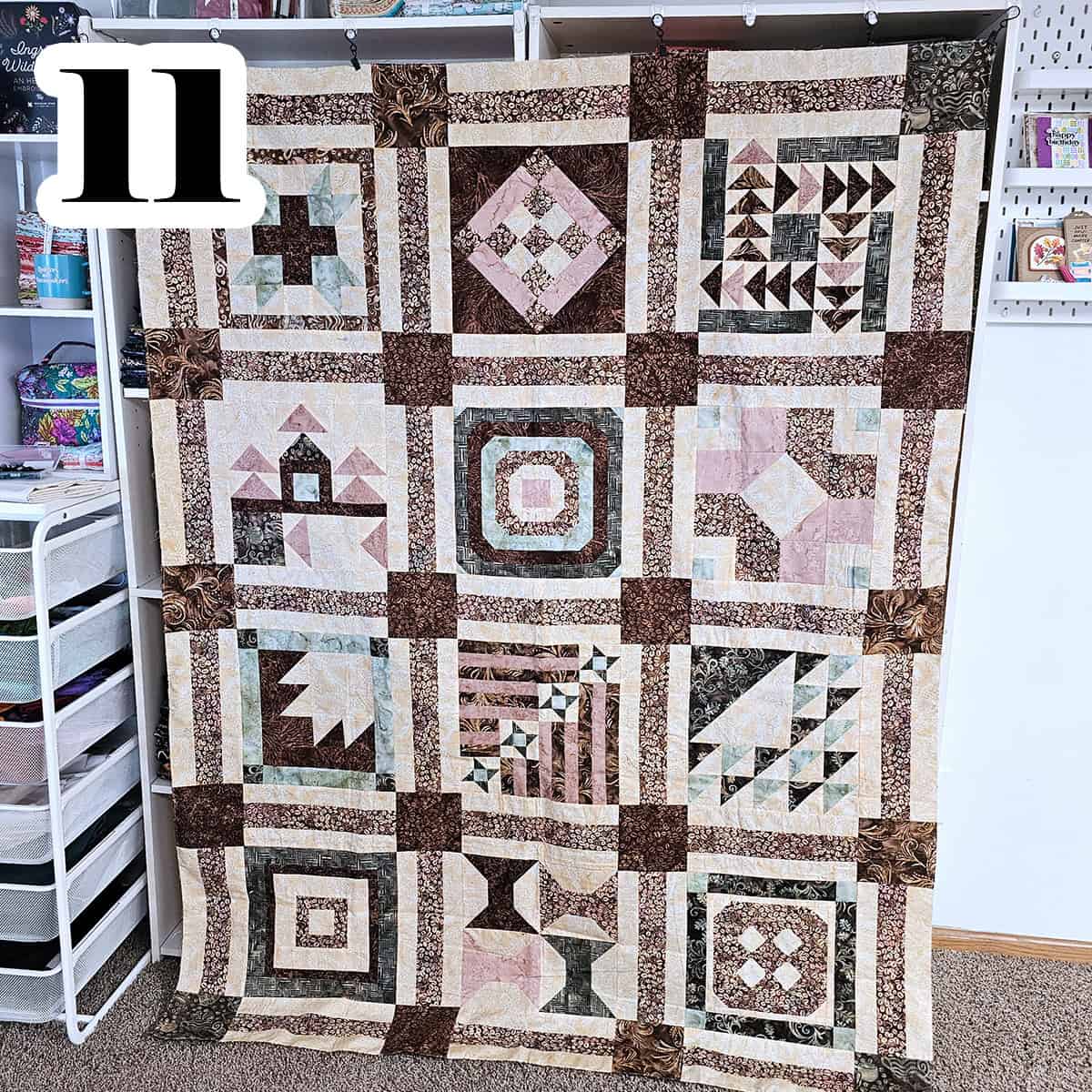 Sampler quilt made with batiks