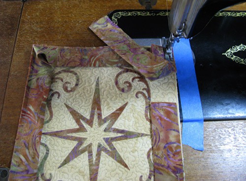 Sizzix and batik appliqued mug rug