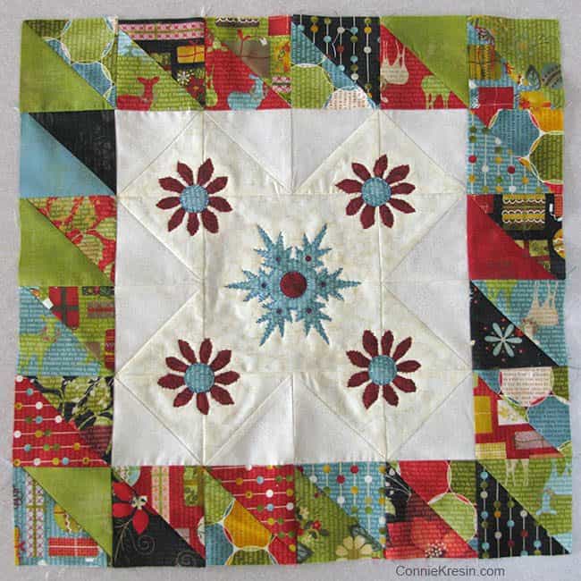 Winter Snowflake Tabletopper piecing done