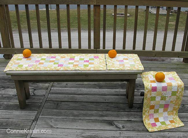 Orange Kissed Table runners tutorial for 3 different sizes that is easy to make