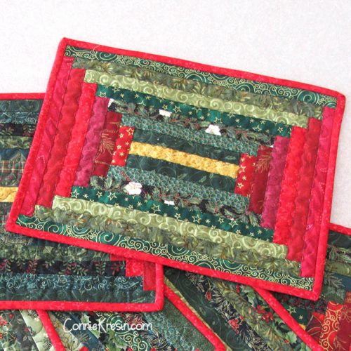Quilted Log Cabin Placemats for Christmas Freemotion by the River