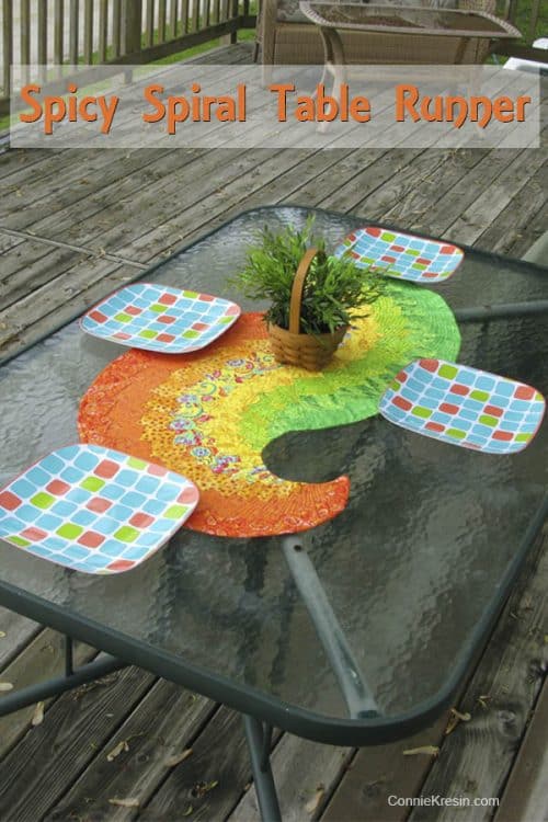 Spicy Spiral Table Runner Quilted - Freemotion by the River