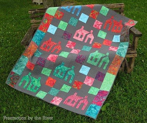 AccuQuilt School House quilt outside on the grass