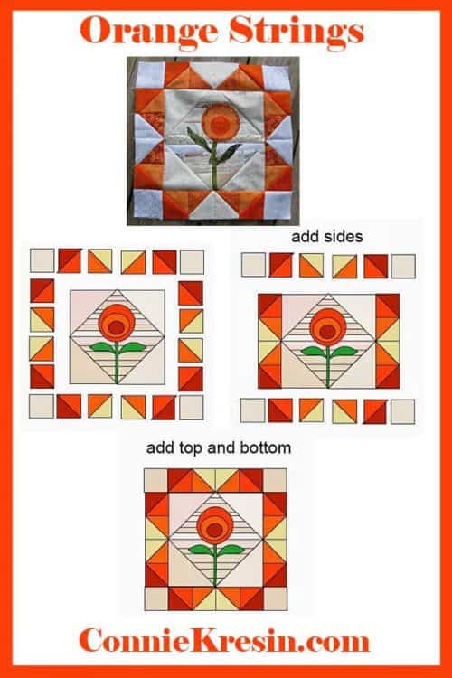 Orange String Applique Flower Block Tutorial - Freemotion by the River