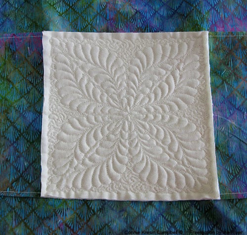 Batik Kaleidoscope Pillow back of quilting