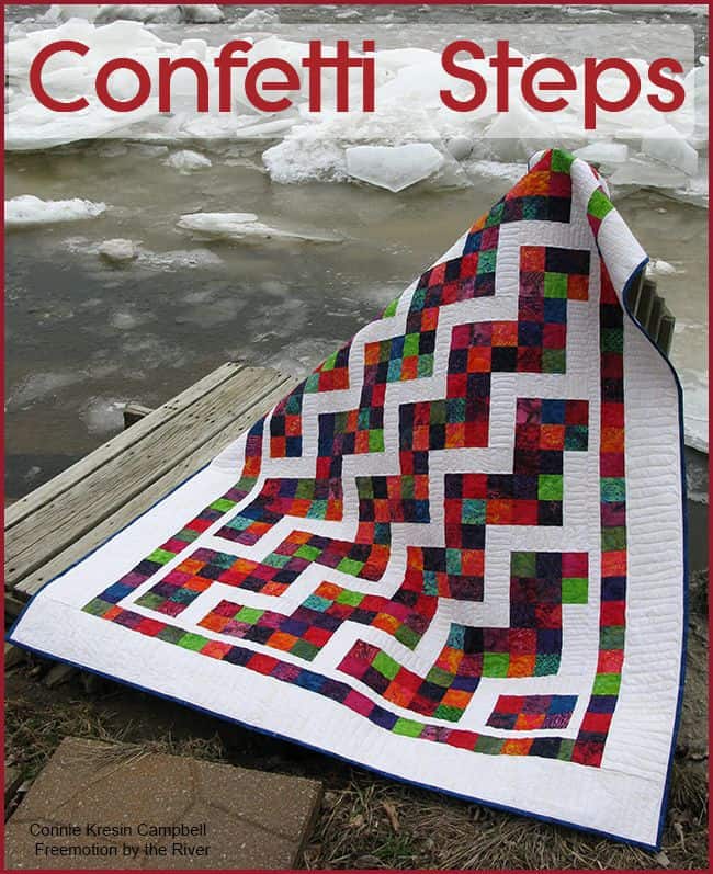 Confetti Steps Quilt by the Icy river