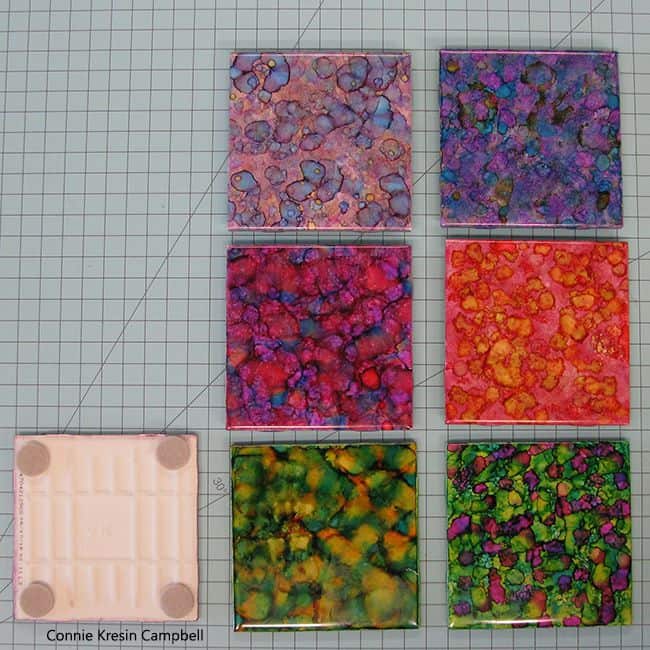 Alcohol Ink tiles and back