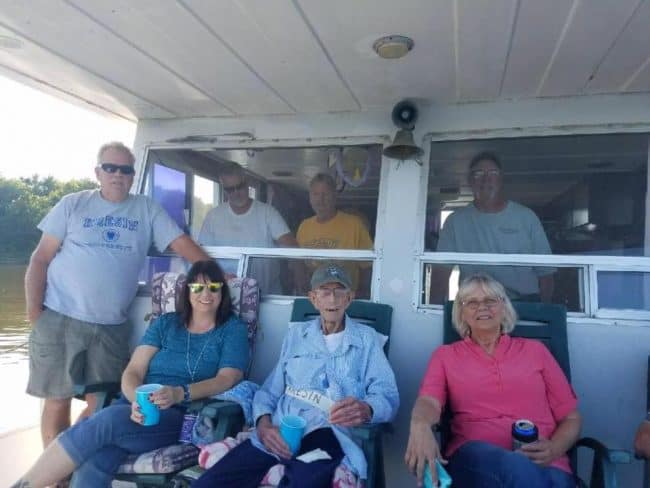 family on house boat