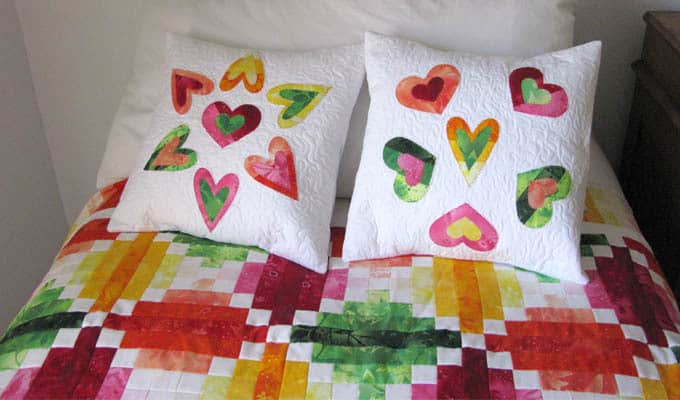 Quilted Heart Applique Pillows Tutorial