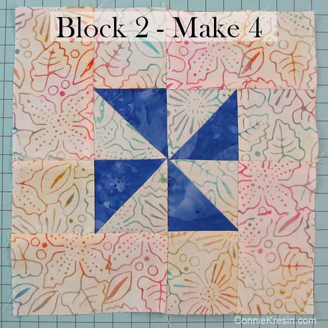 Block 2 of the batik baby quilt