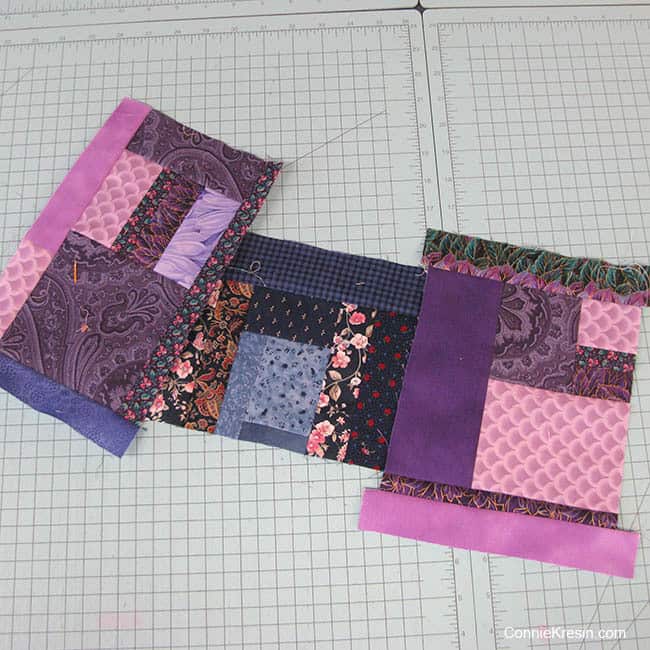 purple quilt scraps for the Grand Bazaar quilt