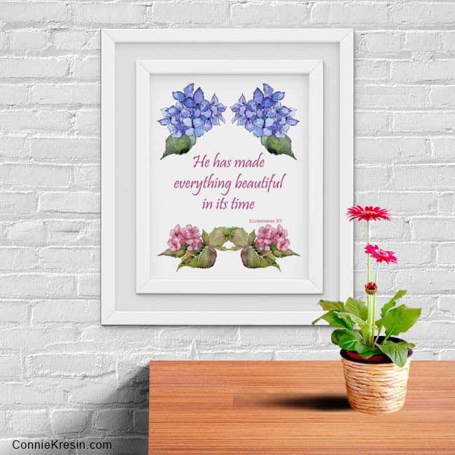 Free Floral Printable in a mockup frame