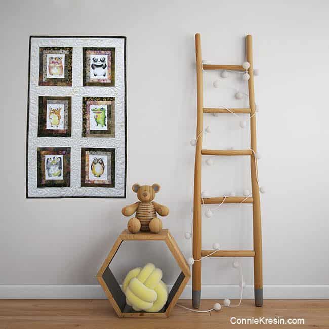 Cute Animals quilt hanging on wall