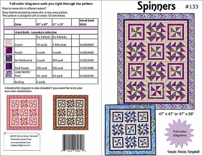 Pattern cover for Spinners quilt