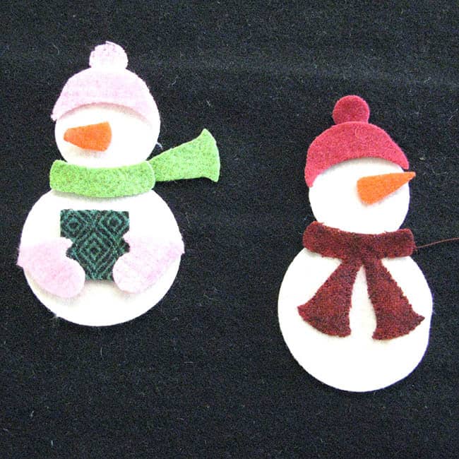 caroling snowmen wool table topper tutorial book