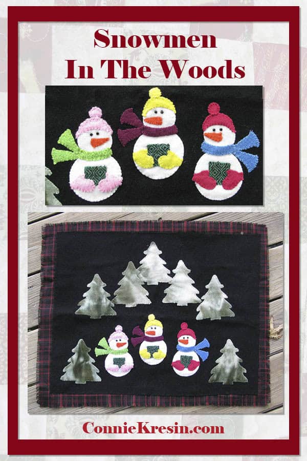 caroling snowmen wool table topper tutorial