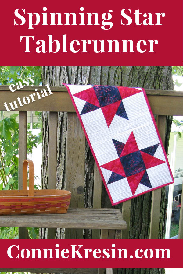 Tutorial for a Spinning Star quilted tablerunner perfect for the 4th of July