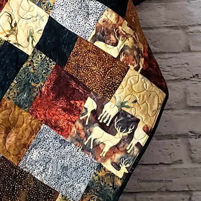 Quilt made with Elk Lodge batik fabrics
