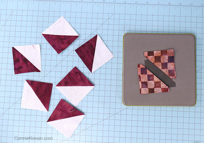 simple pinwheel quilt table runner tutorial block hst cut with AccuQuilt die