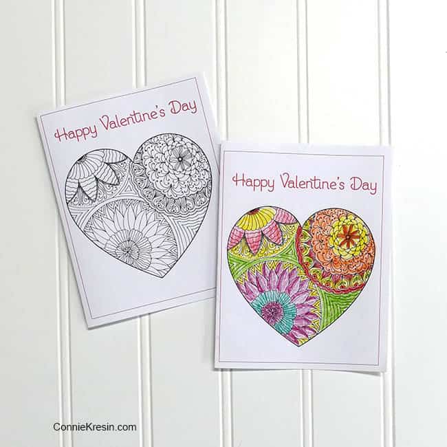 Printable Valentine’s Day Cards to Color