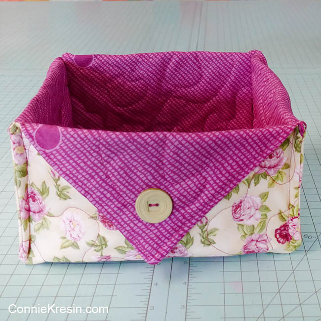 Fat quarter fabric basket tutorial plum floral basket