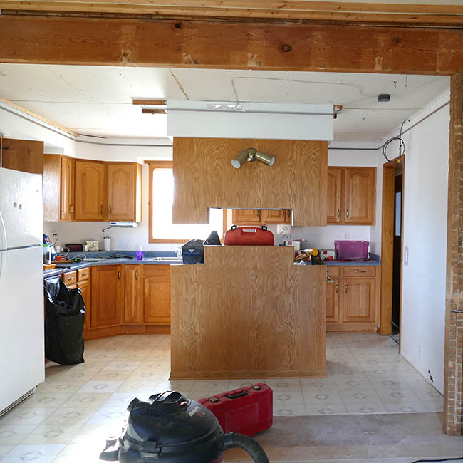 Counter in kitchen removed