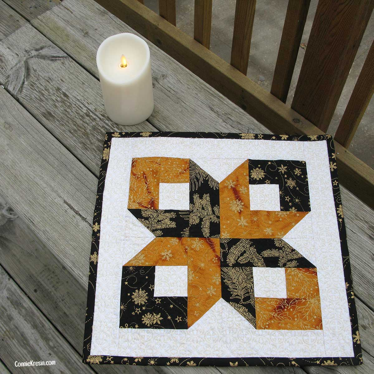 Silent Night Center piece made with the Box quilt block