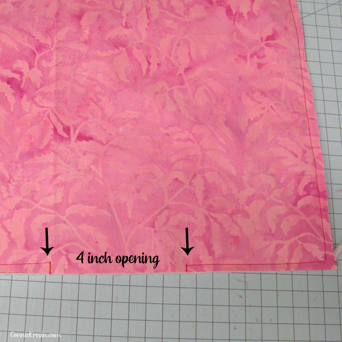 Leave an opening to turn the fabric