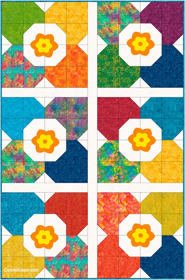 Adding applique to center of Morning Glory quilt blocks
