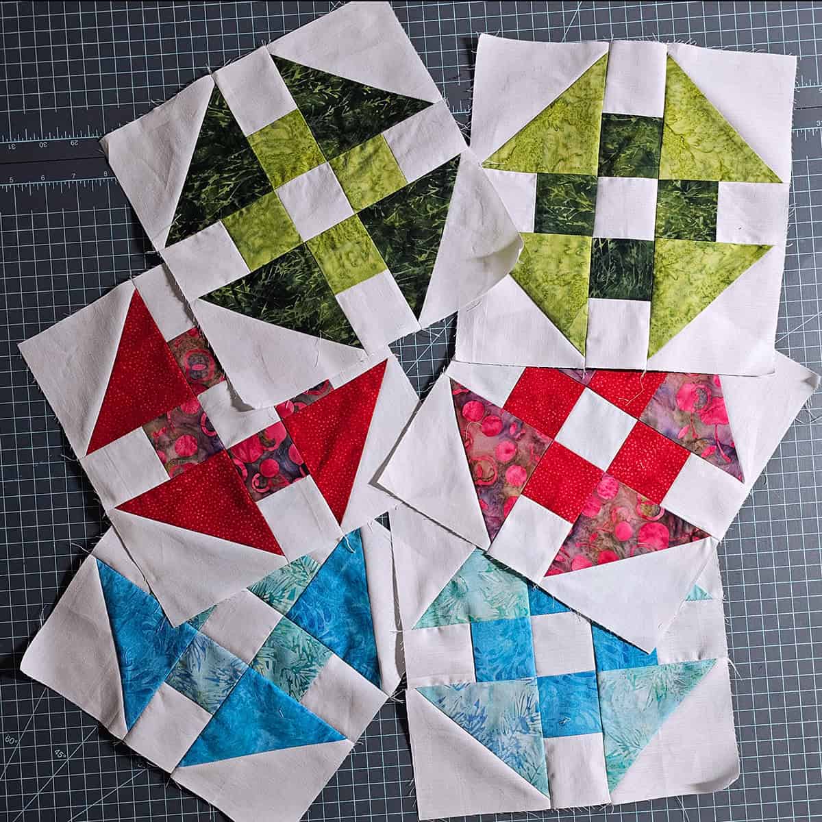 6 Churn Dash Quilt Blocks