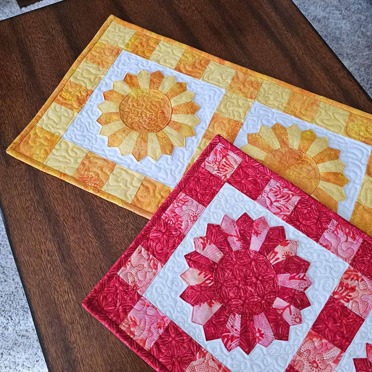Red and Yellow mini Dresden table runners