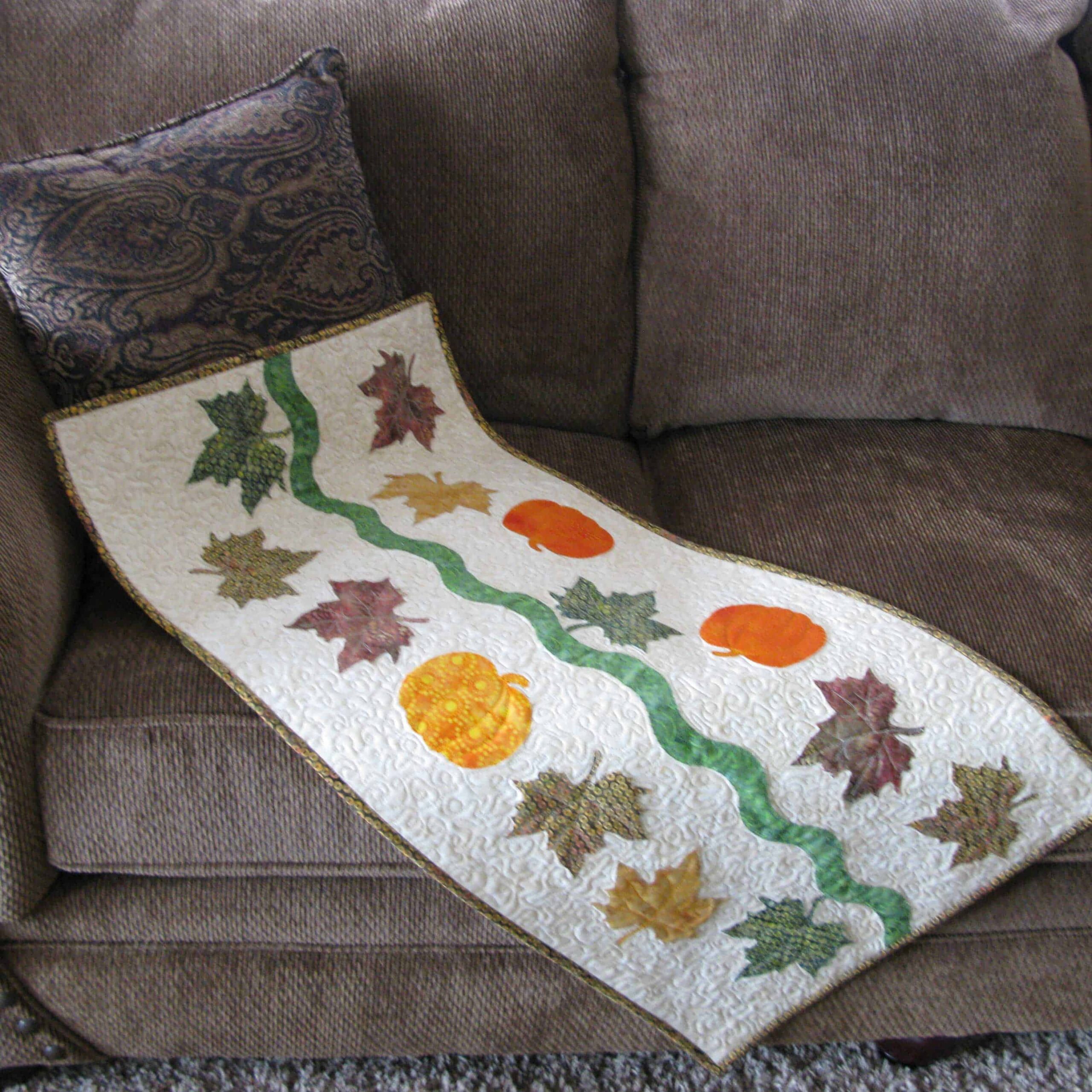Autumn table runner on couch