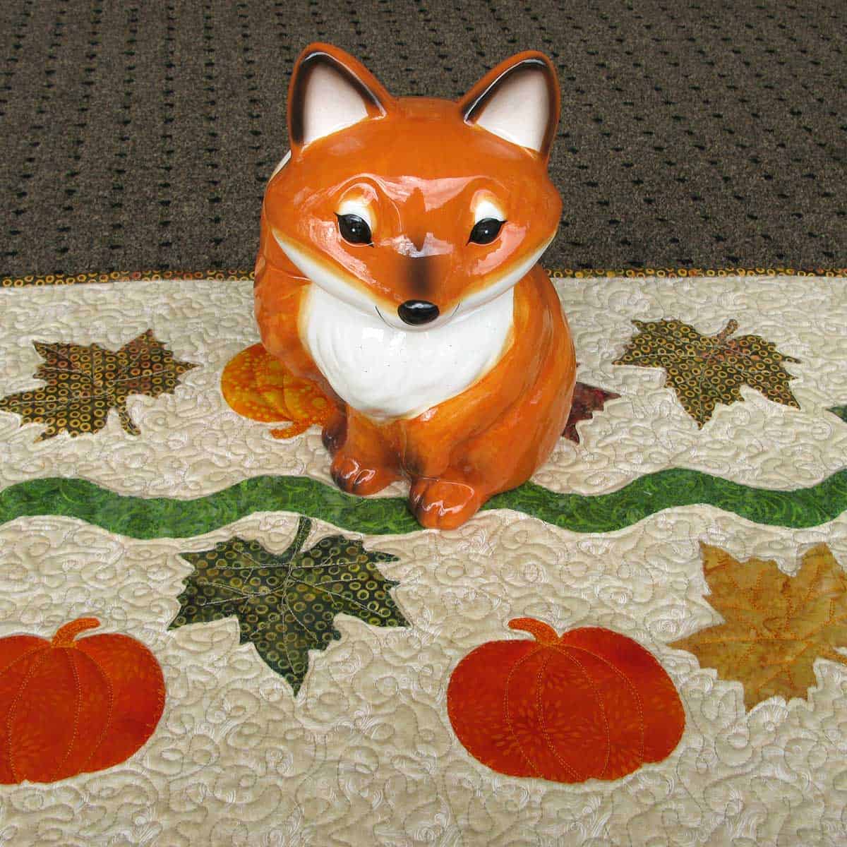Autumn Pumpkin Fest Table Runner tutorial fox cookie jar