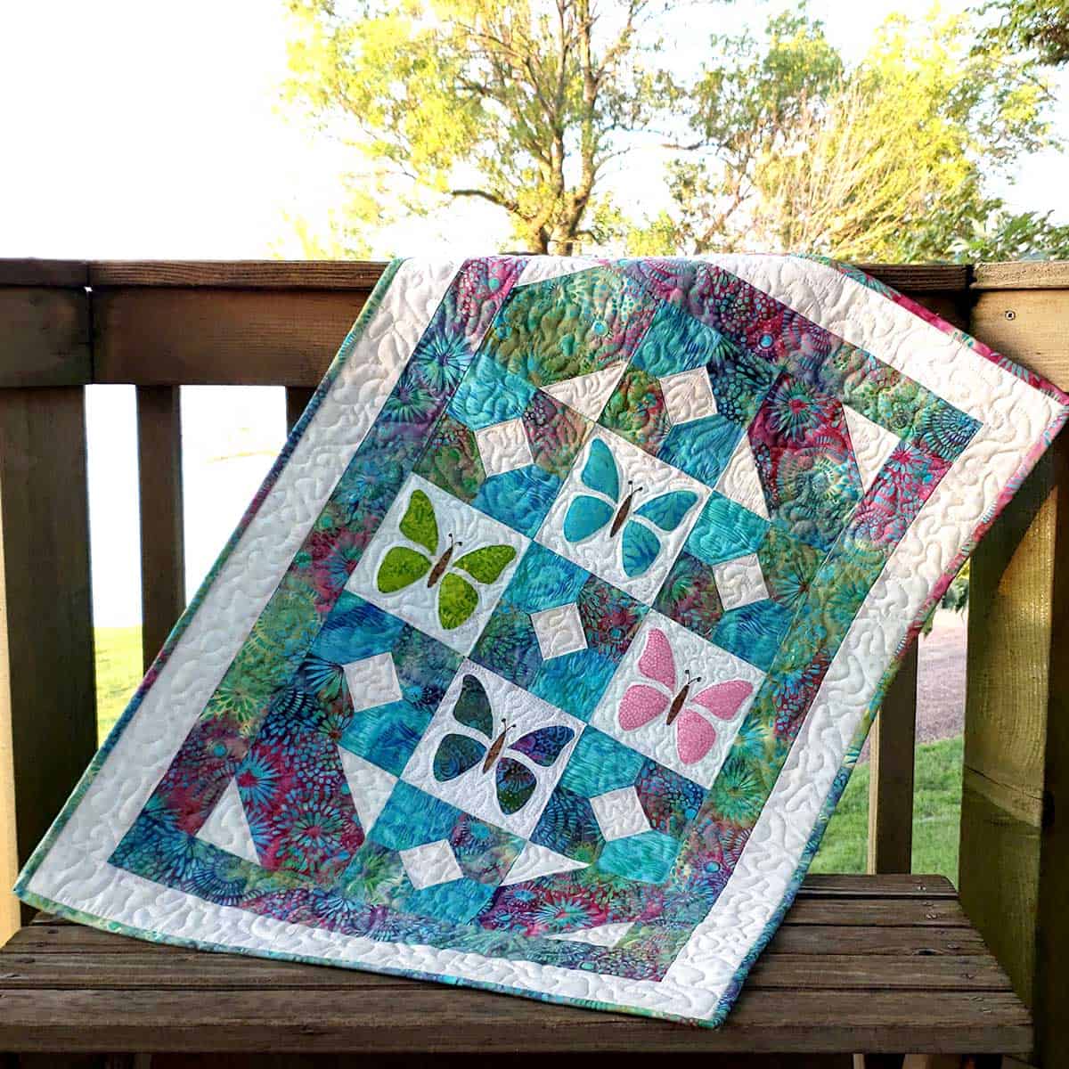 Butterfly Cage quilt on deck