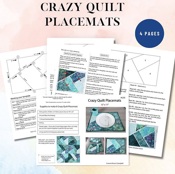 Crazy Quilt placemats pattern