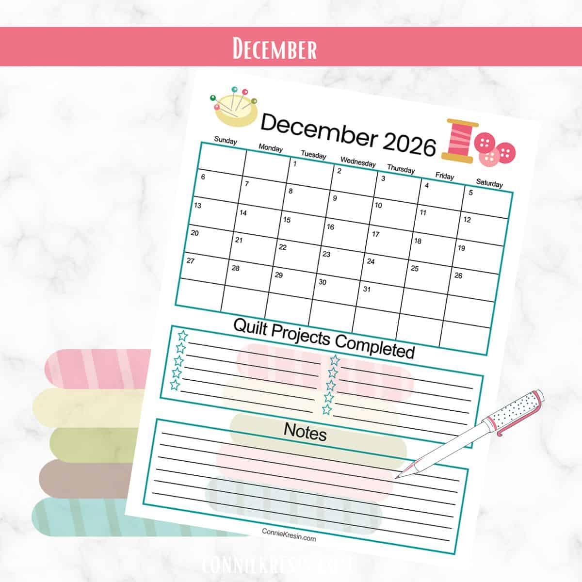 December quilt calendar