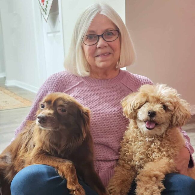 Connie with her dogs