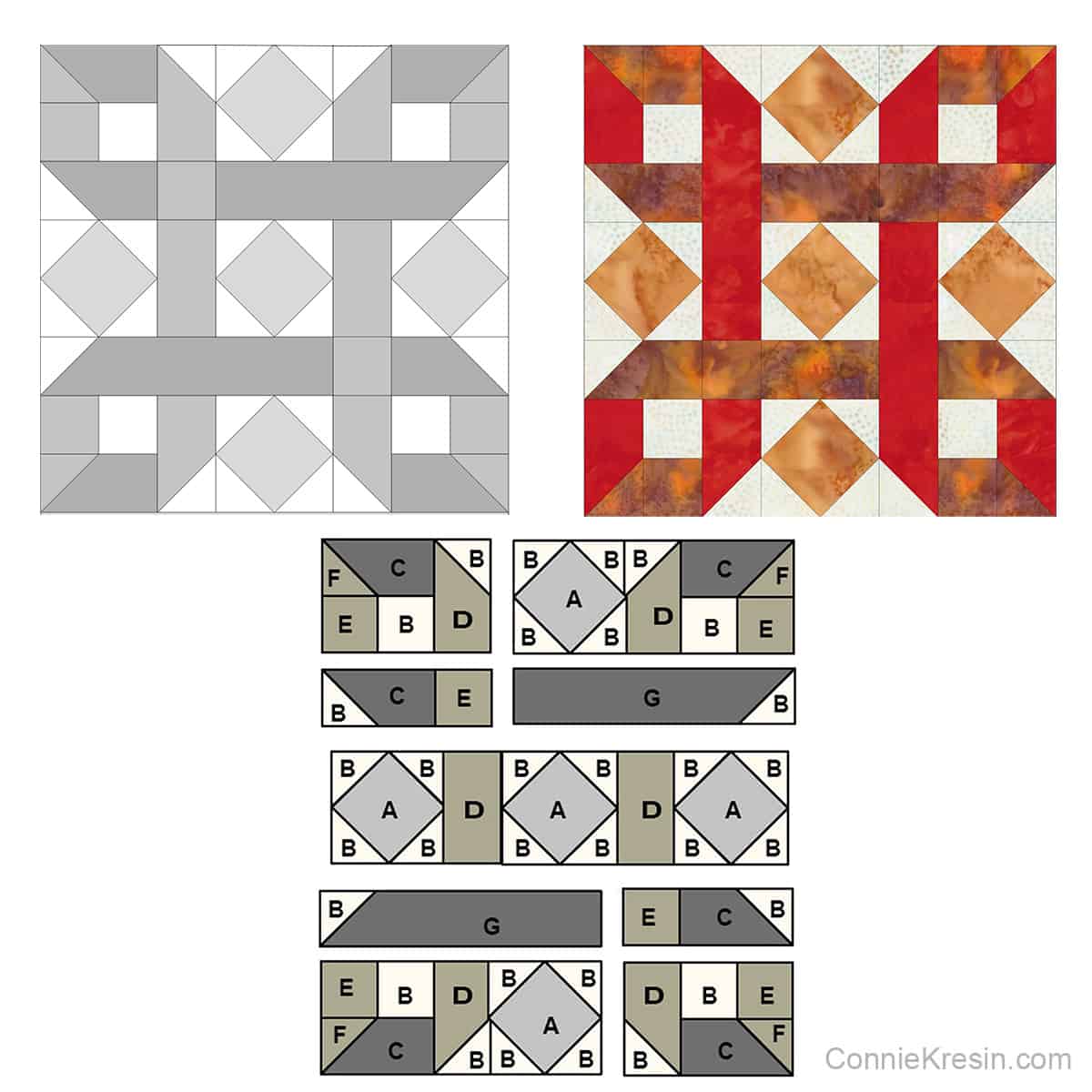 Diagrams of the quilt block