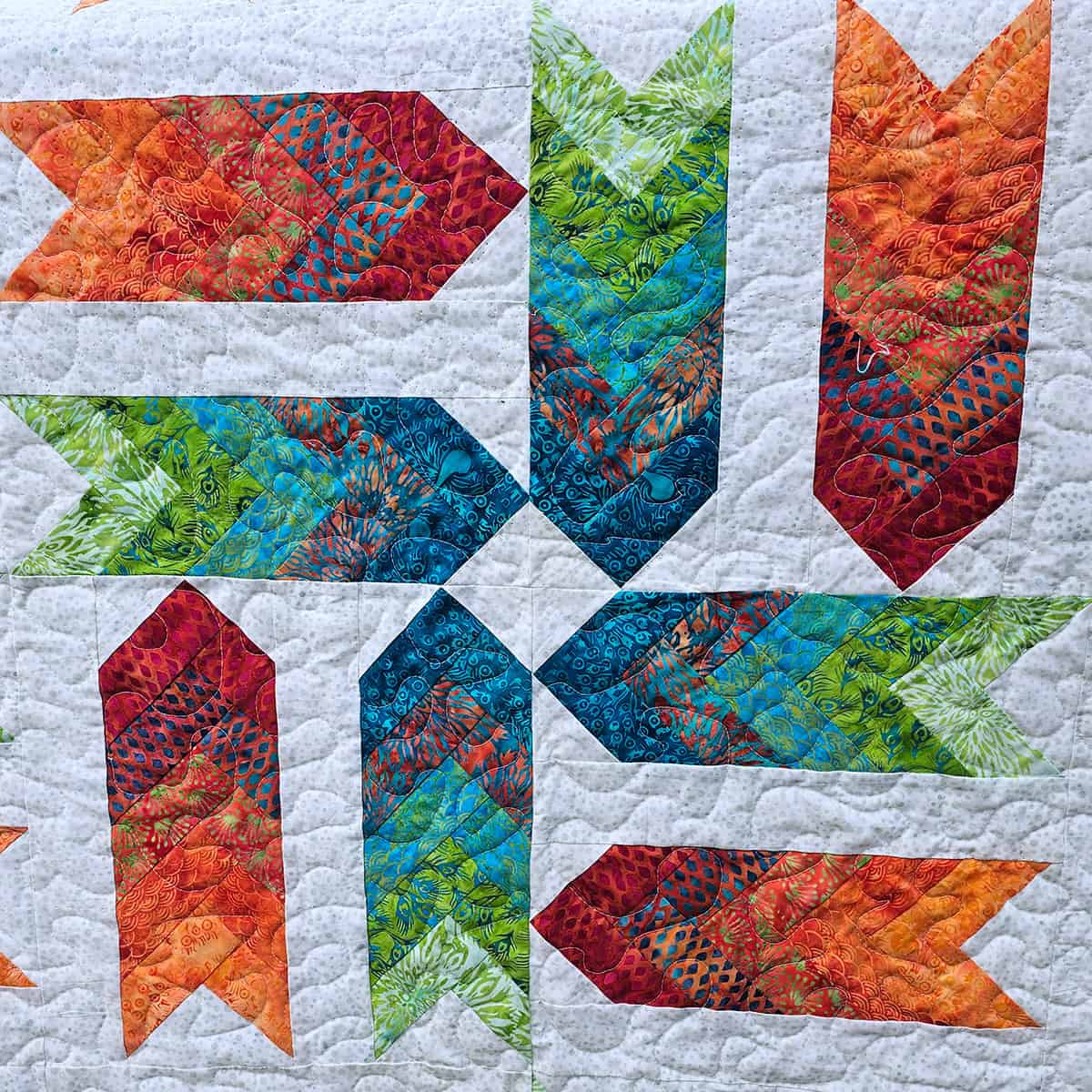 closeup of the Fletching quilt pattern