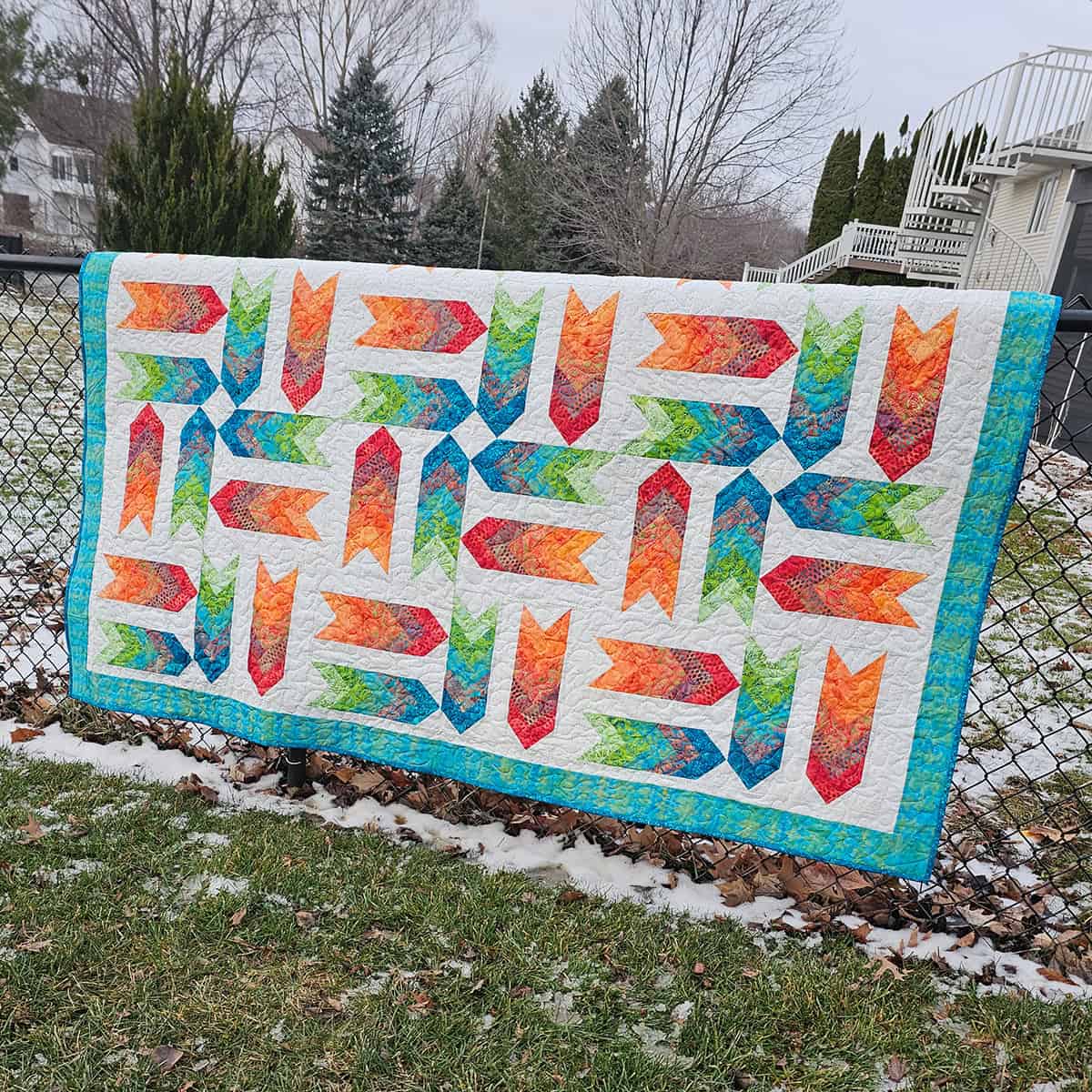 Fletching quilt in the snow