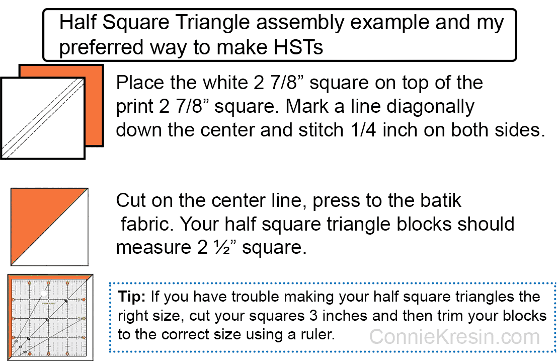 Making the half square triangle blocks