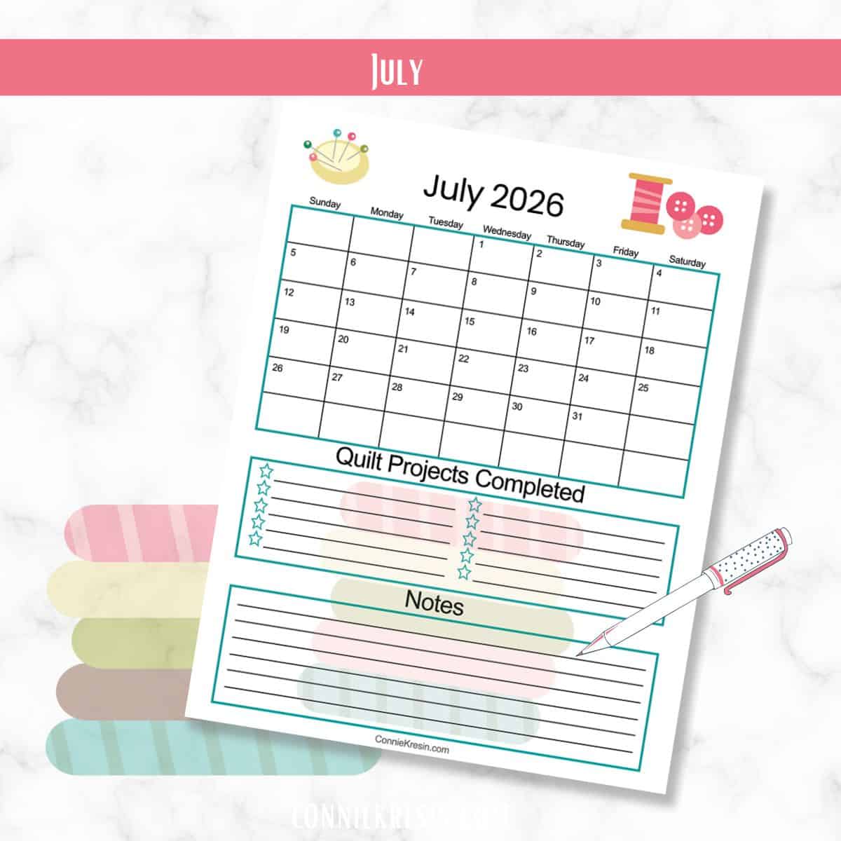 July quilt calendar