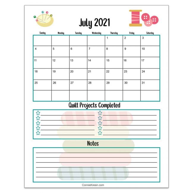 July quilt calendar 2021