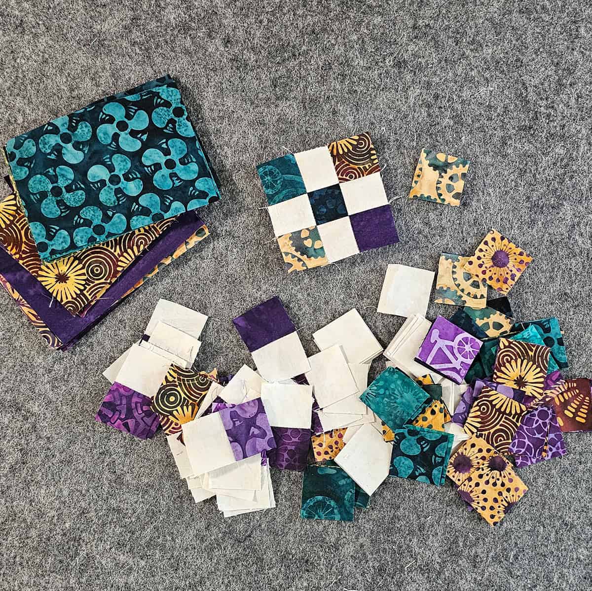Leftover scraps from the Island Batik Local Motion 10 inch stack