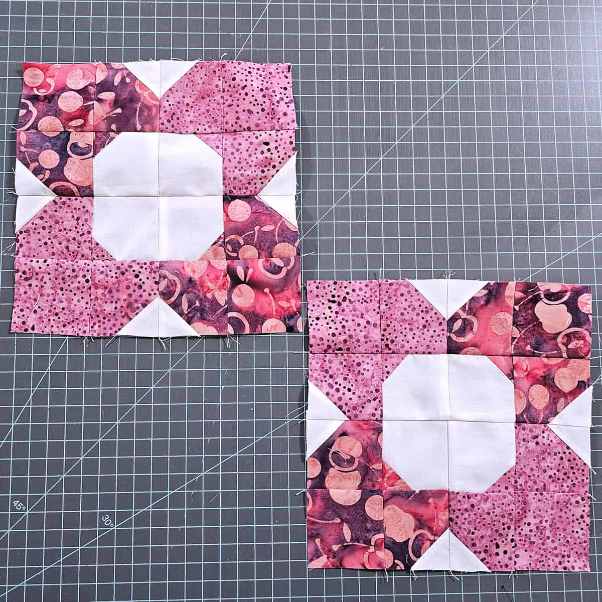 Morning Glory quilt blocks in magenta color