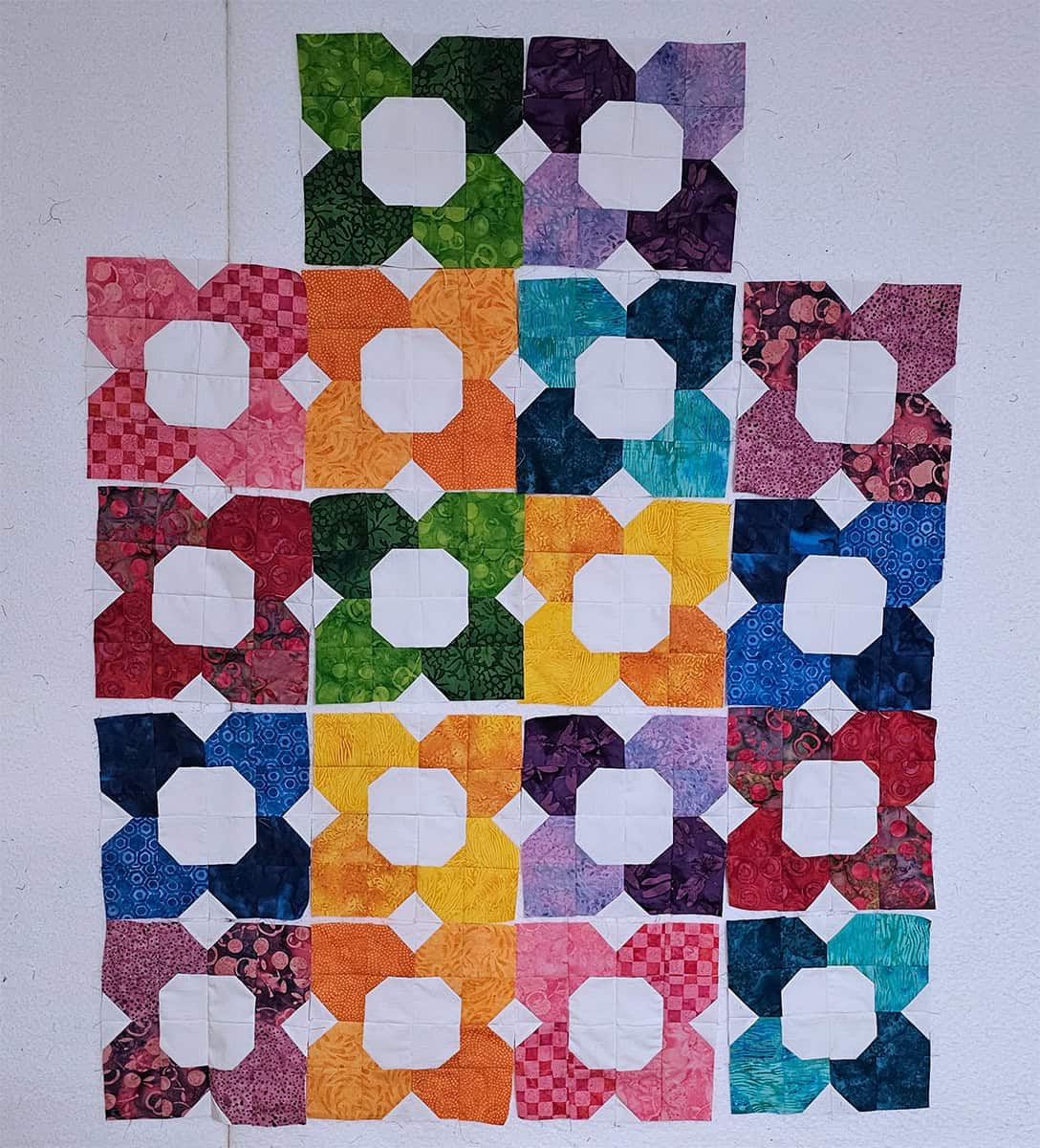 Morning Glory color challenge quilt blocks