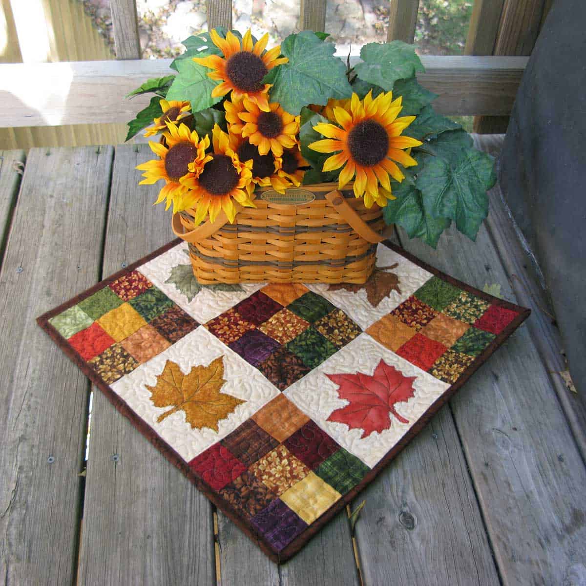 Modern 9 Patch Maple Leaves Table Topper